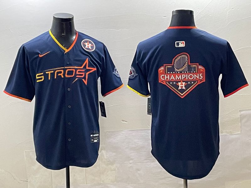 Men Houston Astros Blank Drak Blue Three generations Joint Name 2025 Nike MLB Jersey style 19->houston astros->MLB Jersey